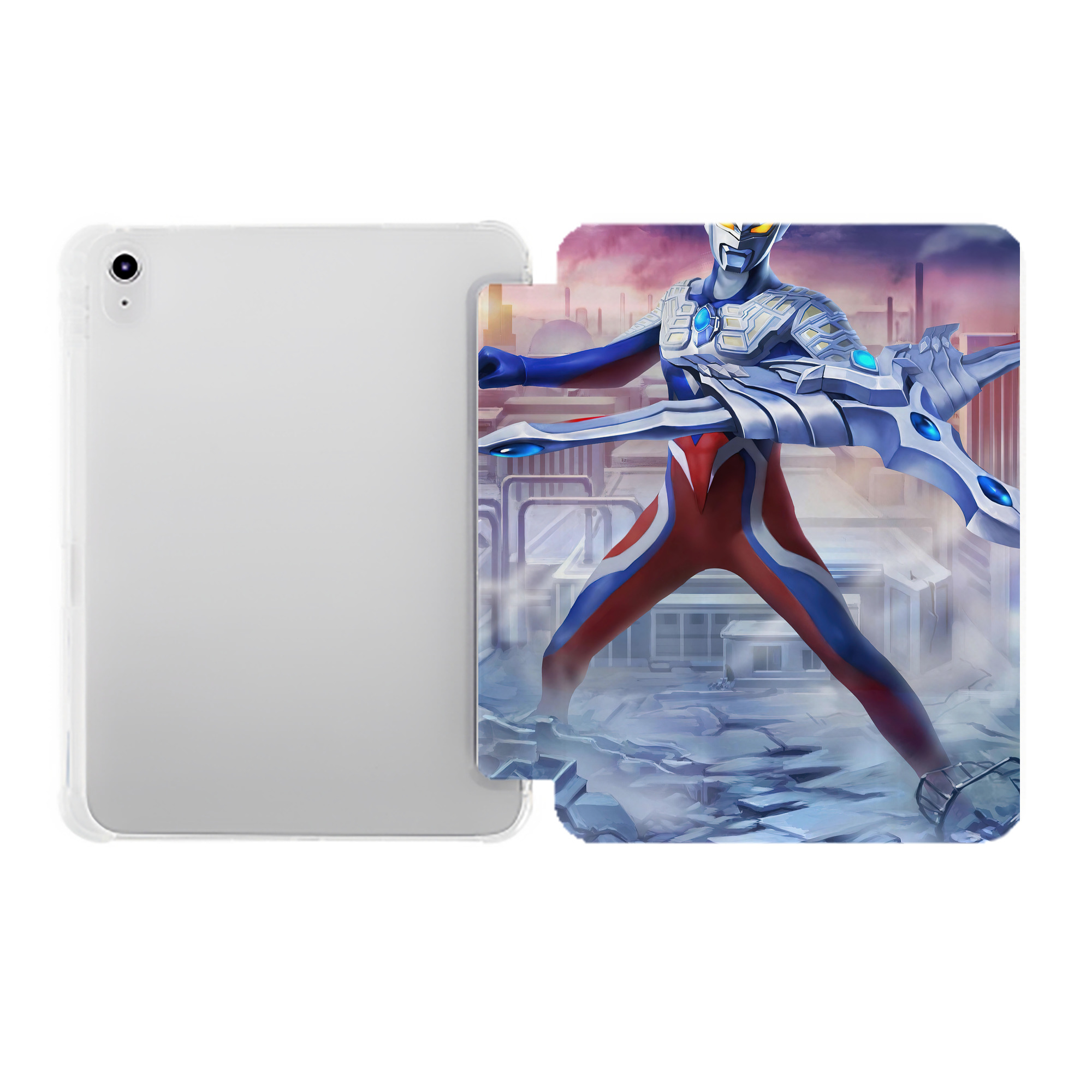 （画像用） ウルトラマン Ultraman IPad ケース ペン収納付き 三つ折りスタンド PUレザー×シリコン 対応機種9.5/10.5/10.9インチ